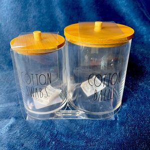 Rae Dunn Cotton Ball and Cotton Swab Qtip Holder Organization Bathroom Canister